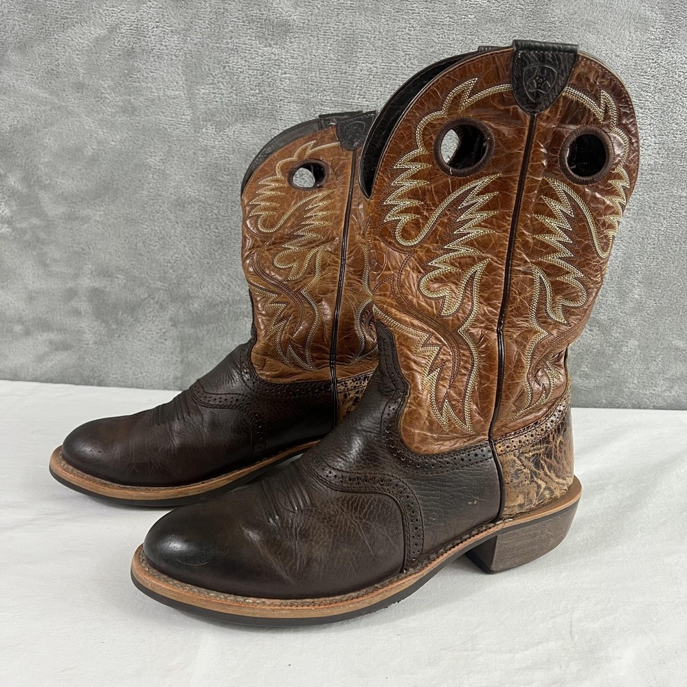 Ariat Heritage Rough Stock Cowboy Boots Mens Size 10 D Brown Leather 10009565